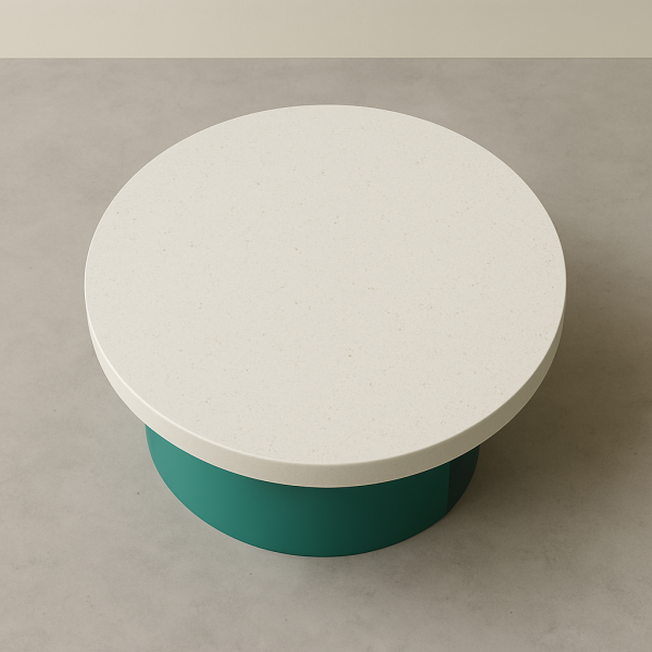 Table basse ellipse en pierre de lave émaillée