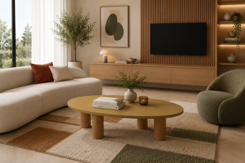 Table basse ovale en pierre de lave JANE
