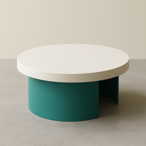 Table basse ellipse en pierre de lave émaillée