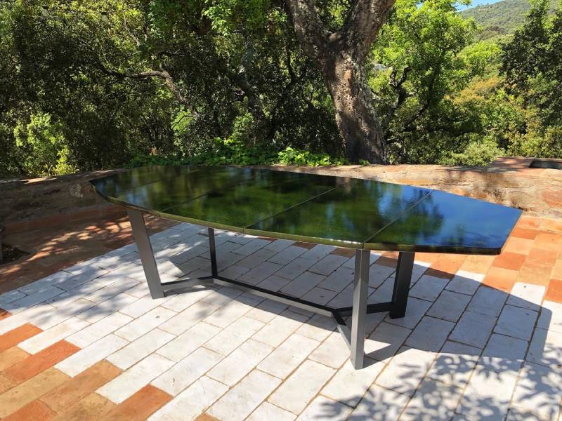 table avec grand pied sur mesure forme 