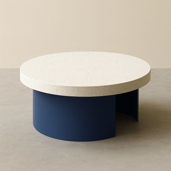 Table basse ellipse en pierre de lave émaillée