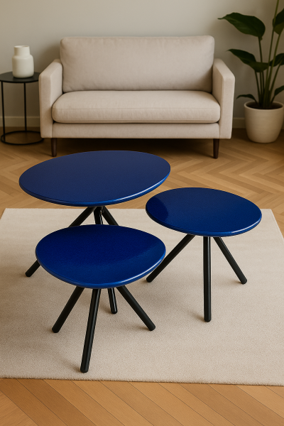 Table basse Ovo, un duo en pierre de lave émaillée