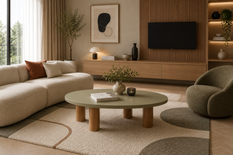 Table basse ovale en pierre de lave JANE