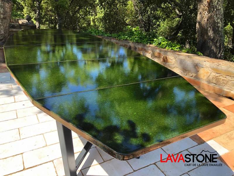Table en lave émaillée en 5 bandes