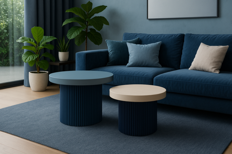 Table basse Nao – Duo rond en pierre de lave émaillée