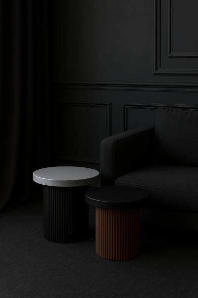 Table basse Nao – Duo rond en pierre de lave émaillée