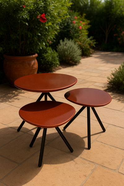 Table basse Ovo, un duo en pierre de lave émaillée