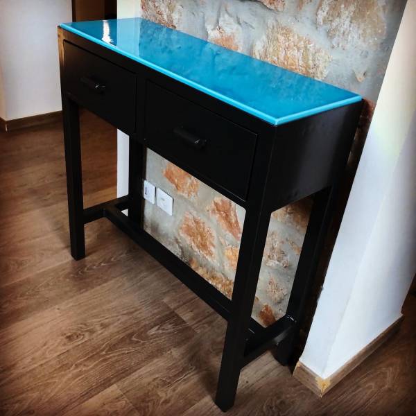 Meuble d'entrée en lave émaillée