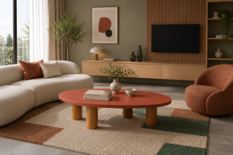 Table basse ovale en pierre de lave JANE