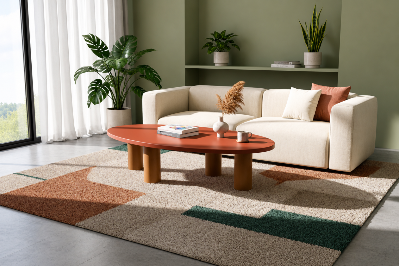 Table basse ovale en pierre de lave JANE