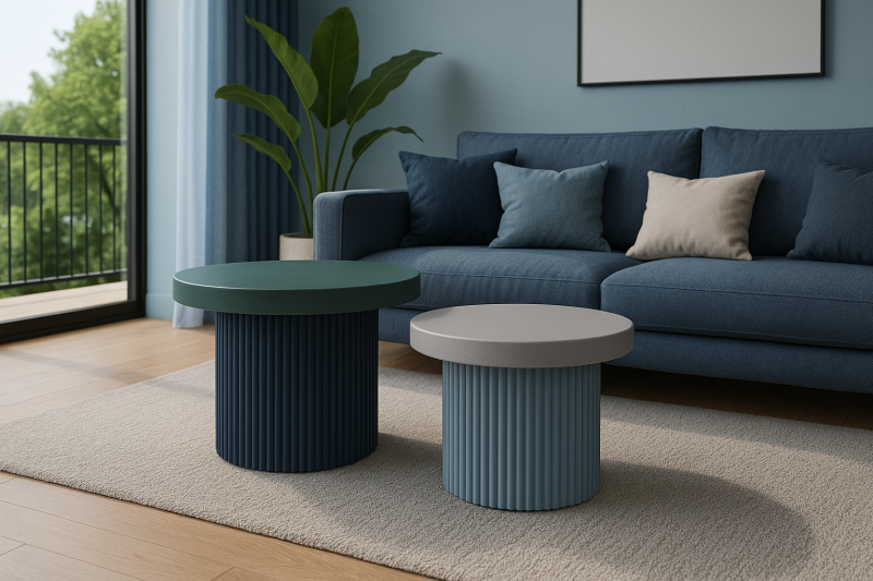 Table basse Nao – Duo rond en pierre de lave émaillée