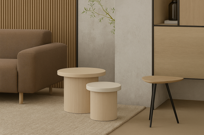 Table basse Nao – Duo rond en pierre de lave émaillée