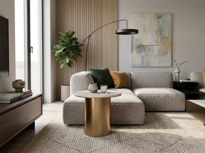 Table basse Ginka en pierre de lave émaillée