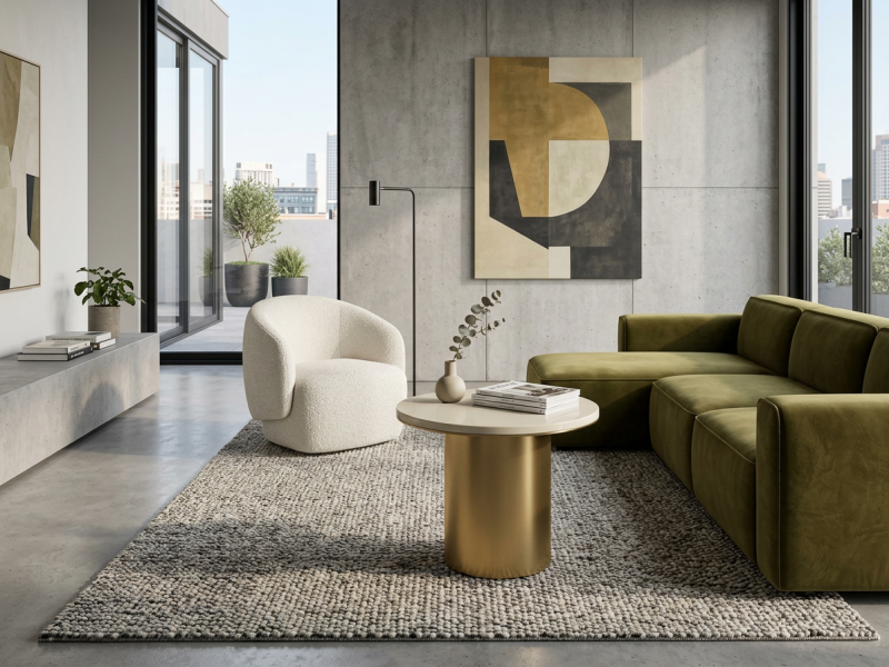 Table basse Ginka en pierre de lave émaillée