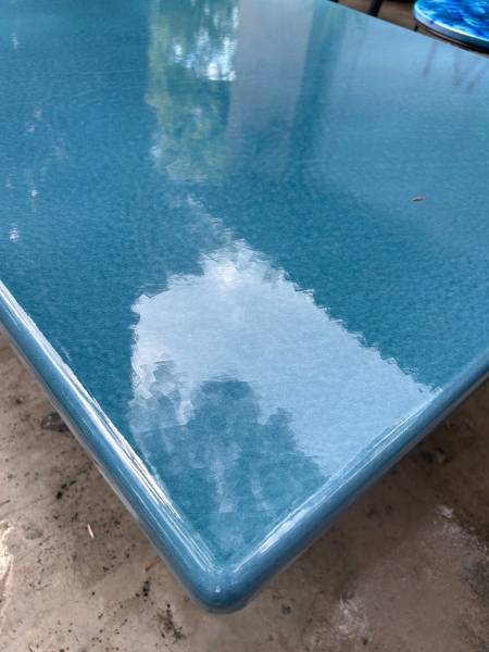 GRANDE TABLE RECTANGULAIRE EN LAVE EMAILLEE GLACIER A PARIS