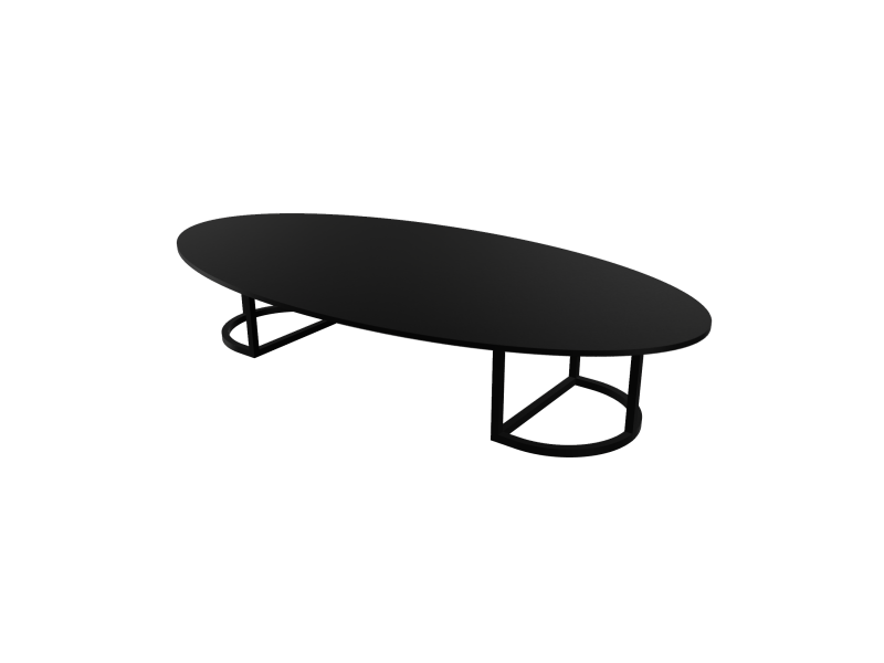 Piétement pour plateau ovale en pierre de lave émaillée