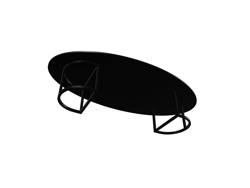 Piétement pour plateau ovale en pierre de lave émaillée