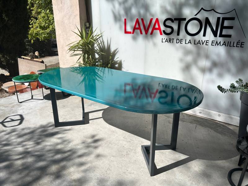 pied métal modulable style tréteaux léger pour table en lave émaillée 