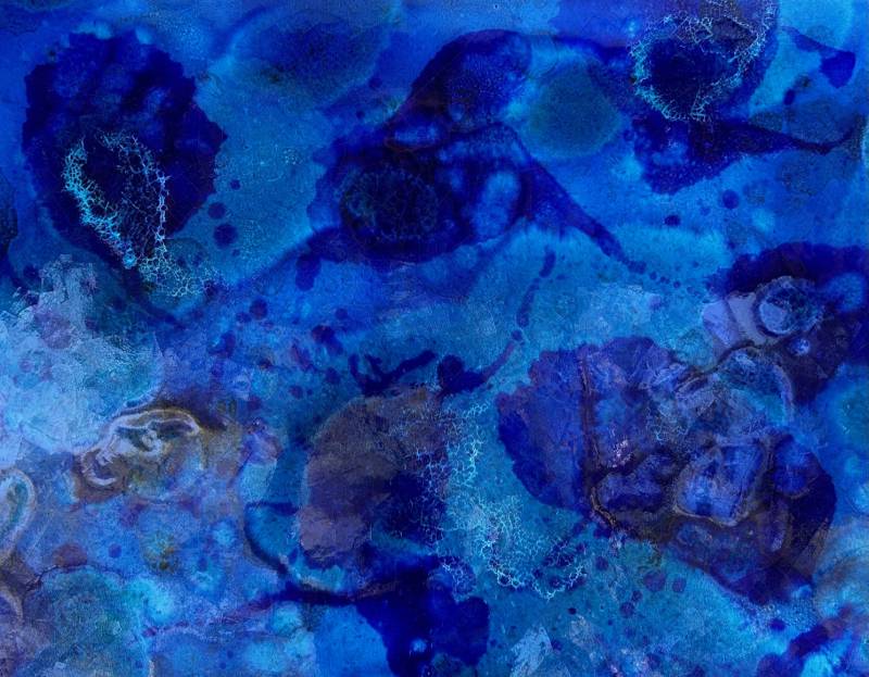 Table basse lave émaillée dans un cadre enchâssé mélange de couleur MéliMélo Bleu