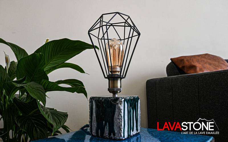 lampe table de nuit en pierre de lave émaillée 
