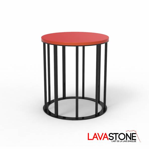 table ronde tambour en lave