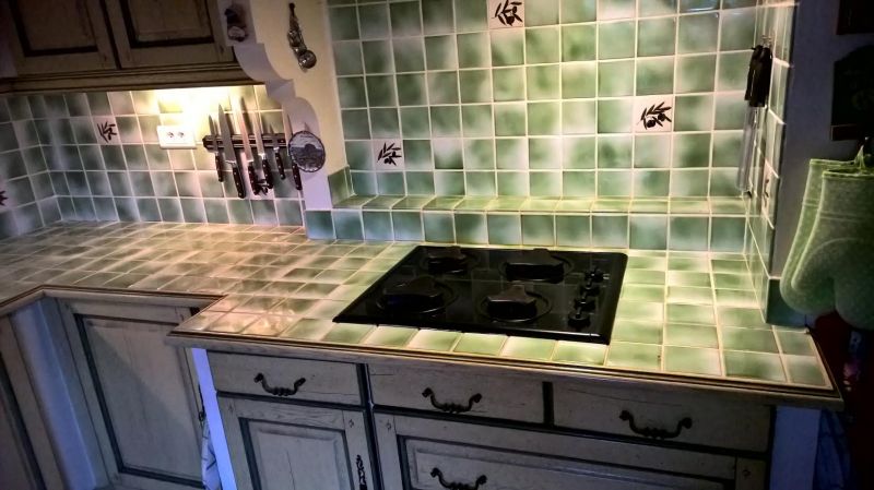 plans de travail de carreaux en terre cuite avant dépose