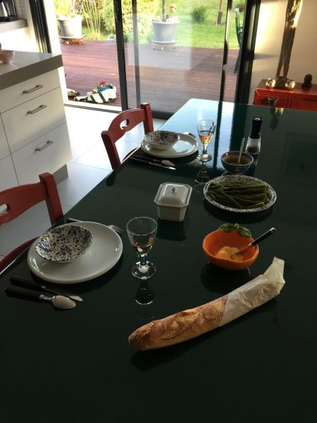Table en lave émaillée couleur vert colvert